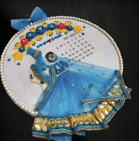 Blue Lehenga Calendar Hoop