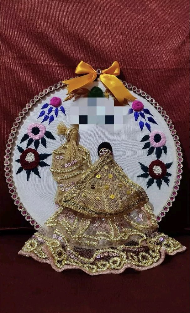 Golden Lehenga Couple Hoop