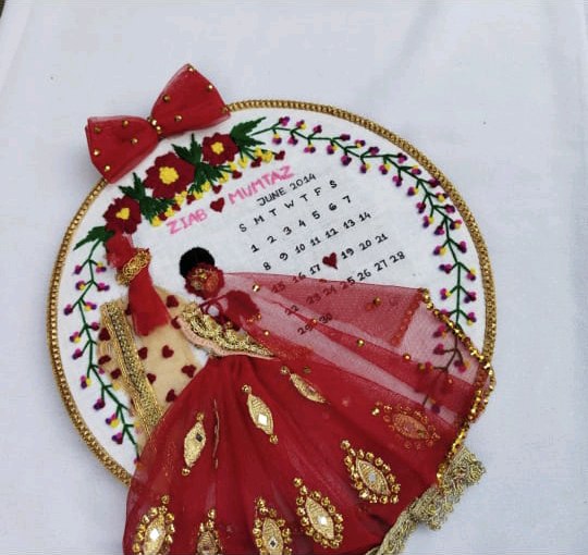 Red Bridal Calendar Hoop