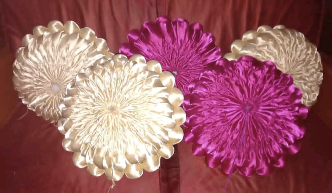 Round Pleated Satin Cushion